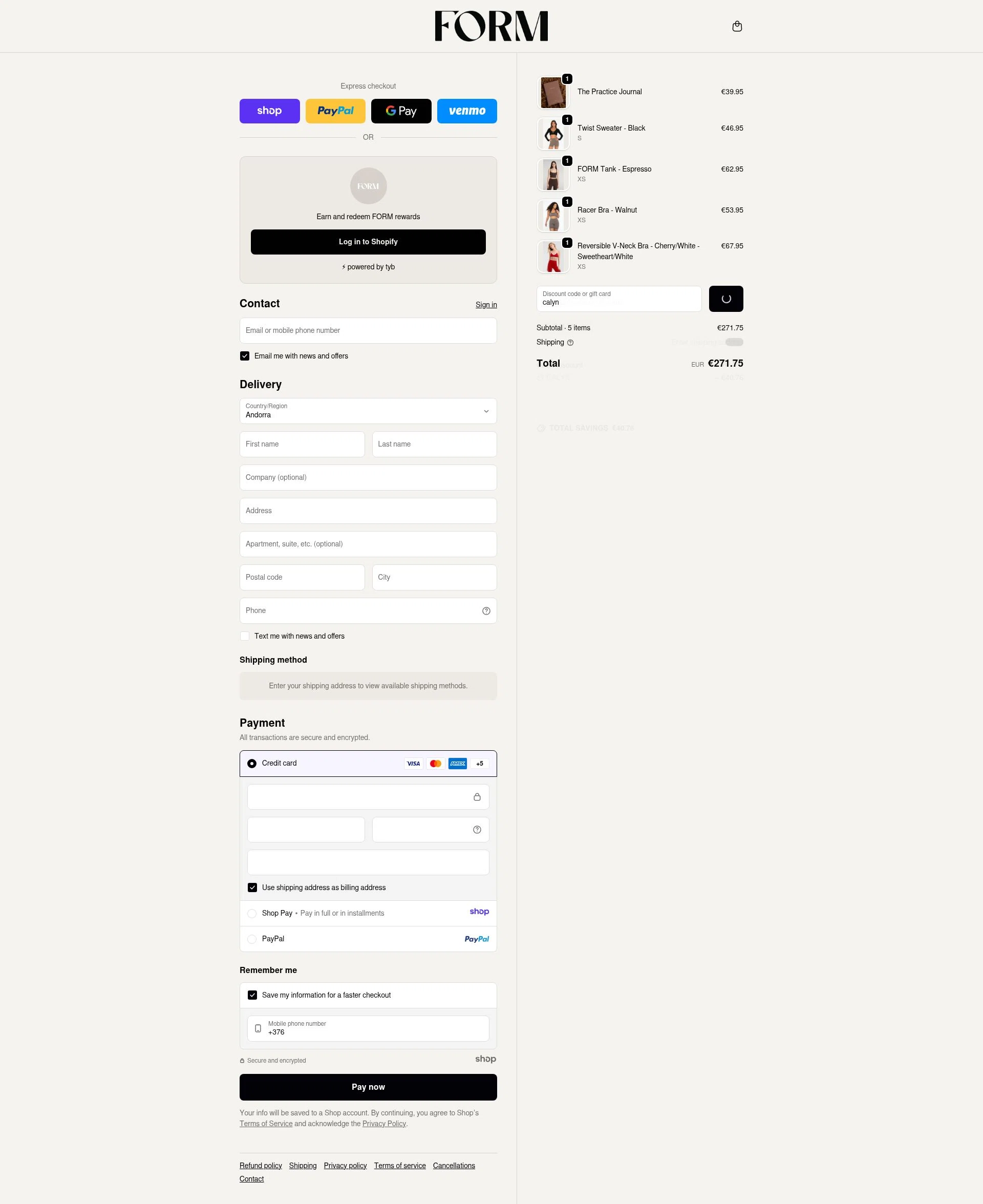 FORM checkout page showing FORM discount code box | Screenshot taken by SimplyCodes community member on Dec 24, 2025
