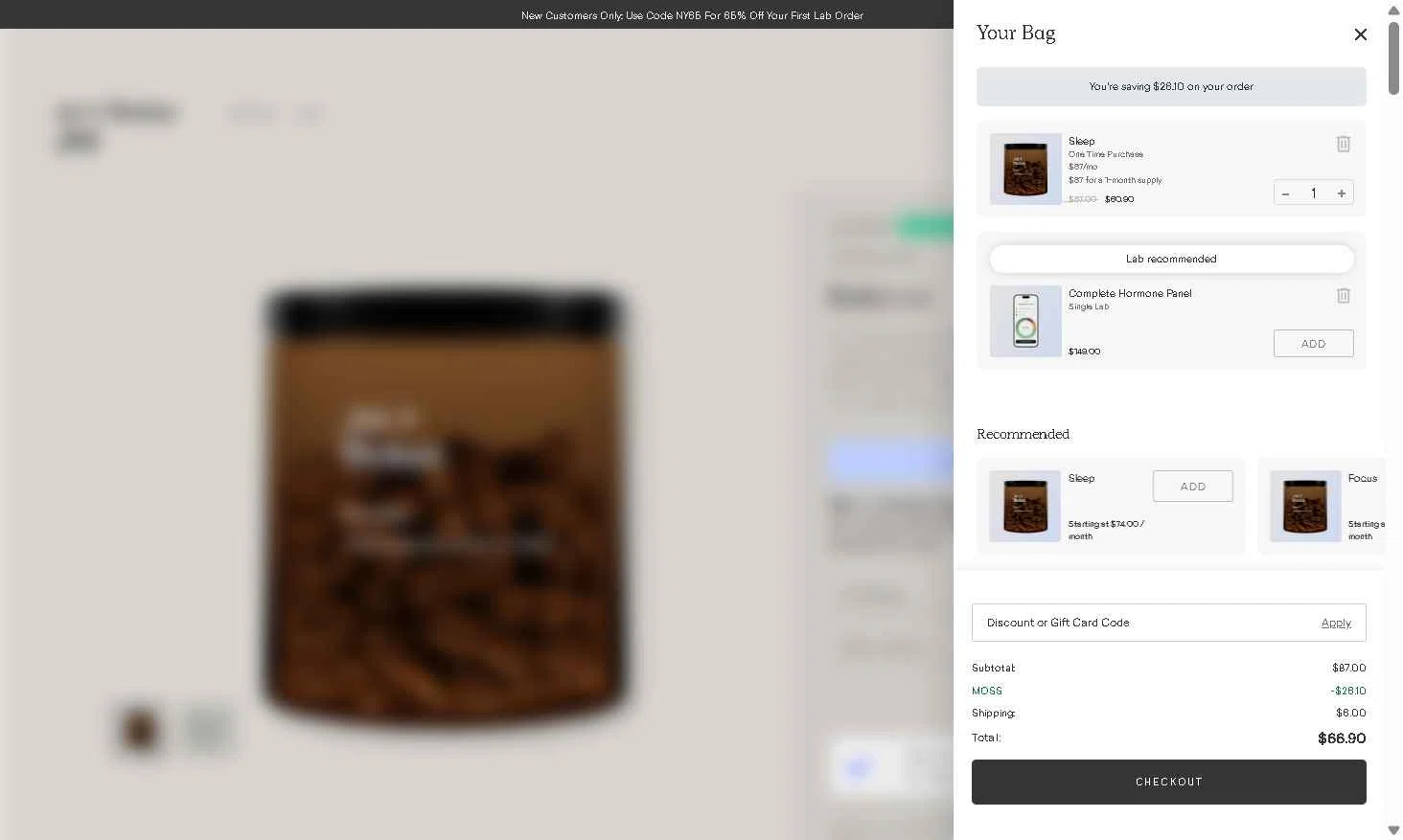Joi Women's Wellness checkout page showing Joi Women's Wellness promo code box | Screenshot taken by SimplyCodes community member on Jan 23, 2026