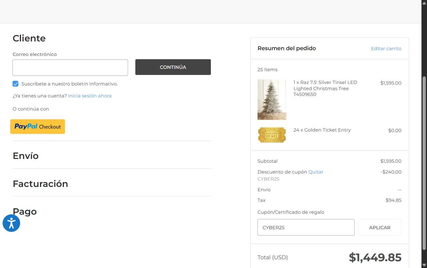 The Jolly Christmas Shop checkout page showing The Jolly Christmas Shop promo code box | Screenshot taken by SimplyCodes community member on Dec 1, 2025