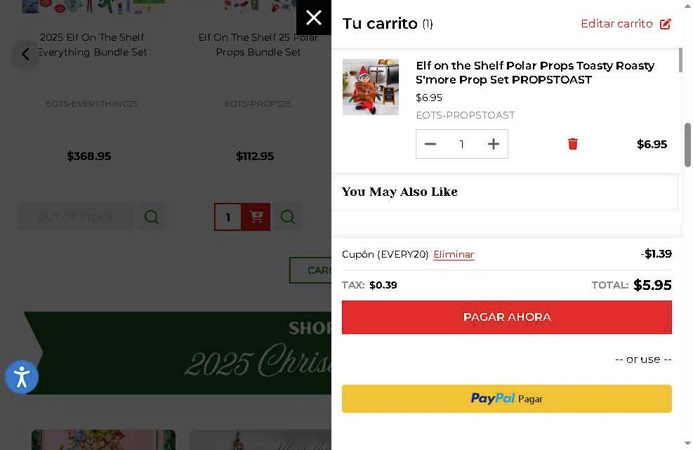The Jolly Christmas Shop checkout page showing The Jolly Christmas Shop promo code box | Screenshot taken by SimplyCodes community member on Dec 22, 2025