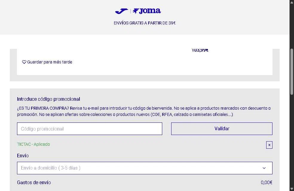 Joma checkout page showing Joma discount code box | Screenshot taken by SimplyCodes community member on Aug 27, 2025