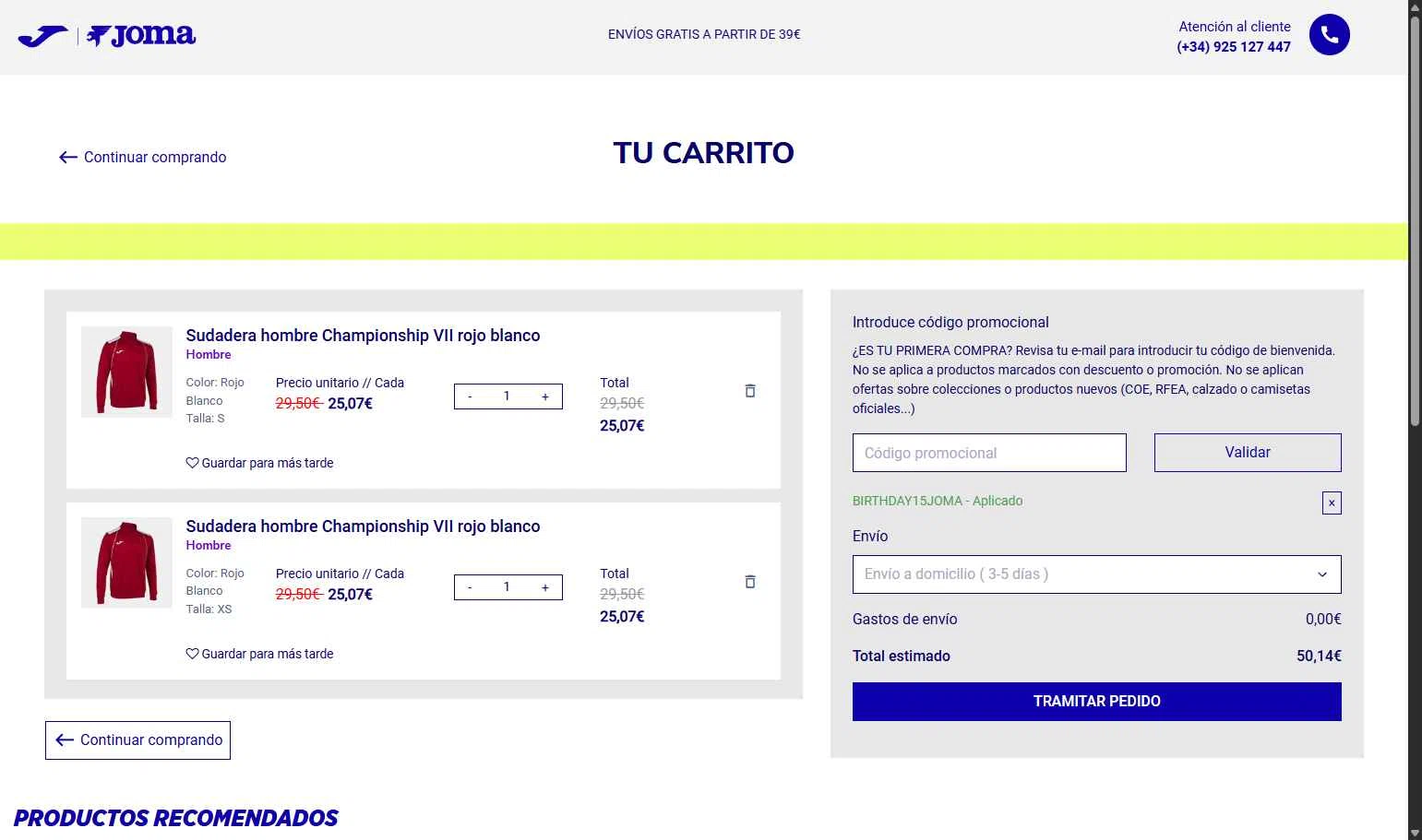Joma checkout page showing Joma discount code box | Screenshot taken by SimplyCodes community member on Aug 21, 2025