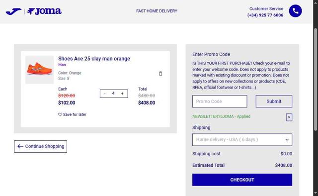 Joma checkout page showing Joma discount code box | Screenshot taken by SimplyCodes community member on May 31, 2025