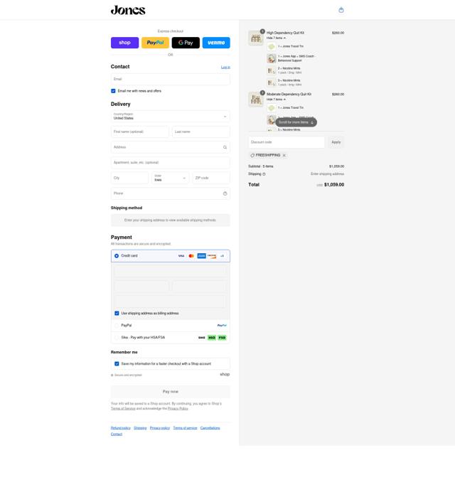 Jones checkout page showing Jones promo code box | Screenshot taken by SimplyCodes community member on Sep 8, 2025