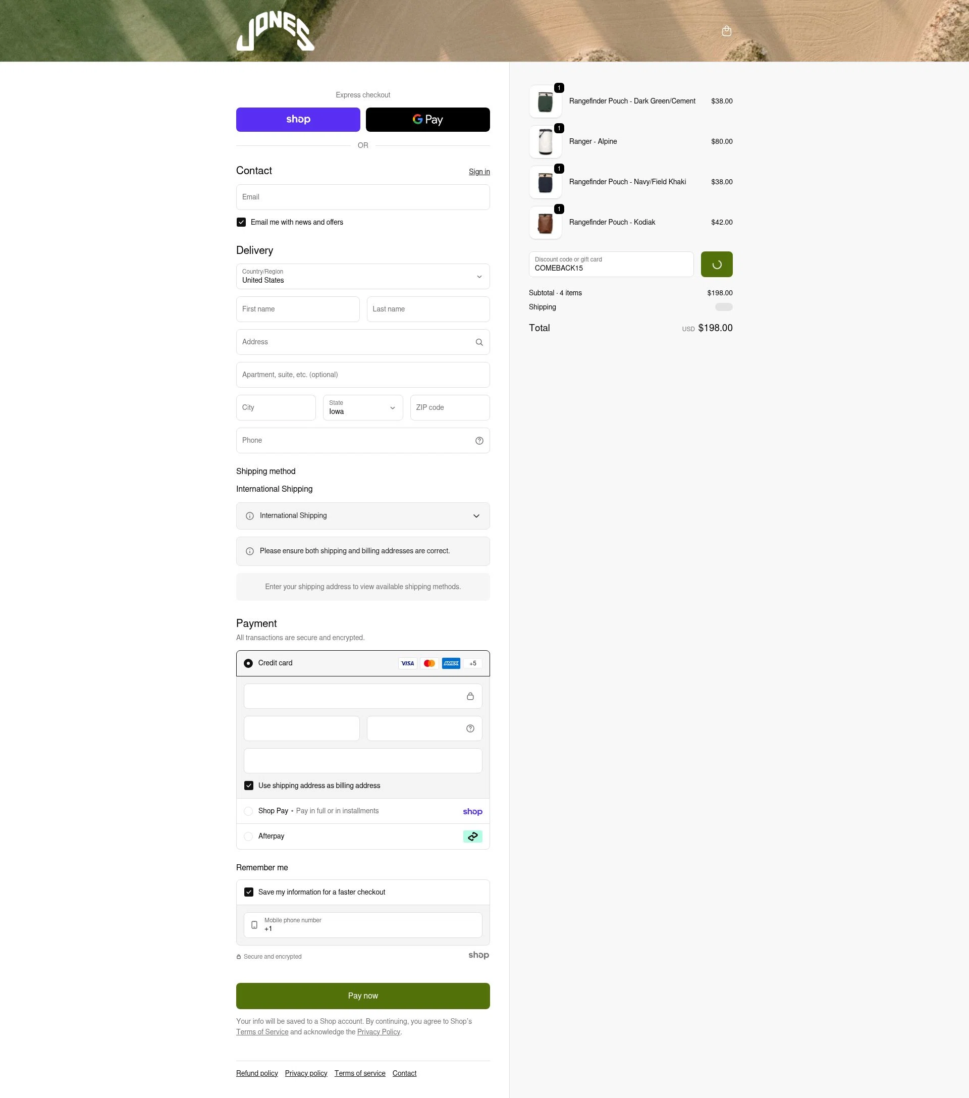 Jones Sports Co. checkout page showing Jones Sports Co. discount code box | Screenshot taken by SimplyCodes community member on Jan 30, 2026