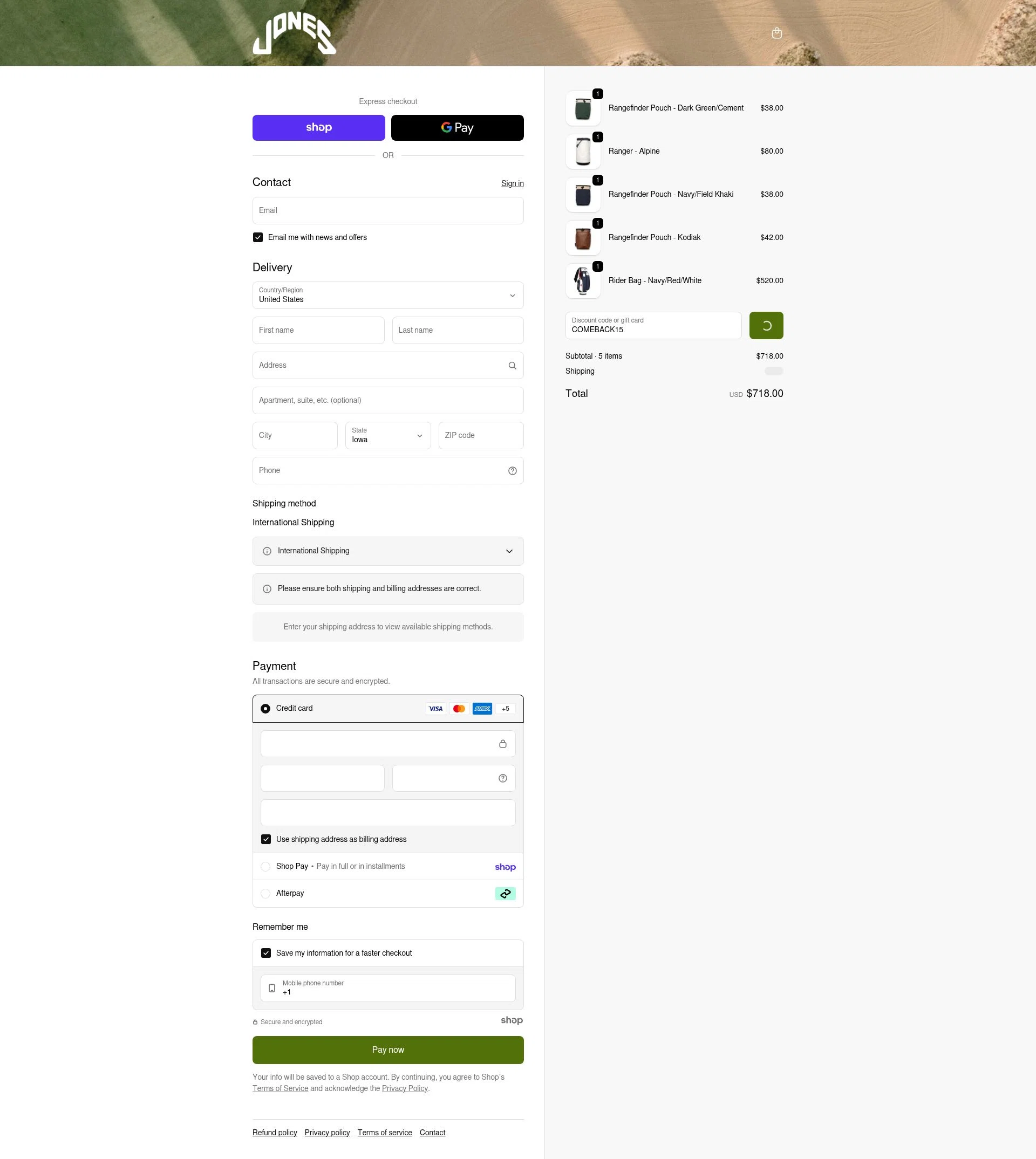 Jones Sports Co. checkout page showing Jones Sports Co. discount code box | Screenshot taken by SimplyCodes community member on Jan 21, 2026