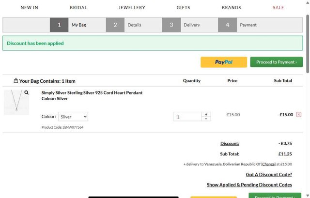 Jon Richard checkout page showing Jon Richard discount code box | Screenshot taken by SimplyCodes community member on Aug 14, 2025