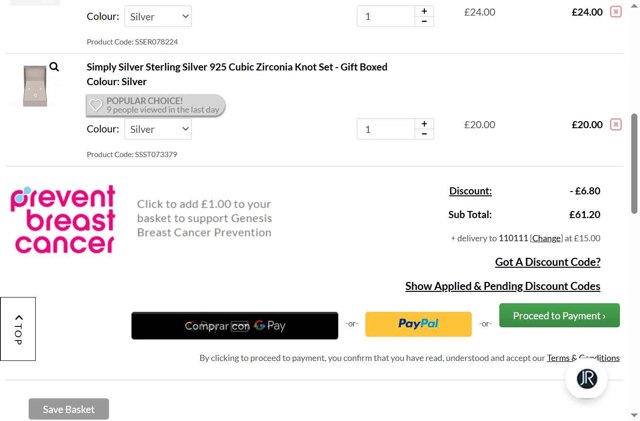 Jon Richard checkout page showing Jon Richard discount code box | Screenshot taken by SimplyCodes community member on Jul 1, 2025