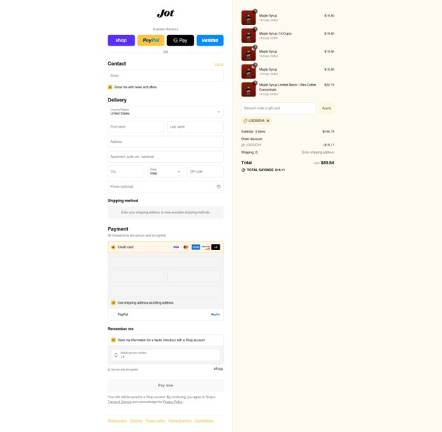 Jot checkout page showing Jot discount code box | Screenshot taken by SimplyCodes community member on Sep 1, 2025