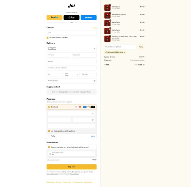 Jot checkout page showing Jot discount code box | Screenshot taken by SimplyCodes community member on Sep 1, 2025