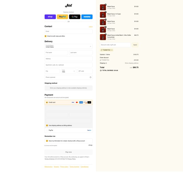 Jot checkout page showing Jot discount code box | Screenshot taken by SimplyCodes community member on Sep 1, 2025