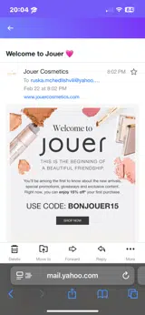 BONJOUER15 coupon verification screenshot