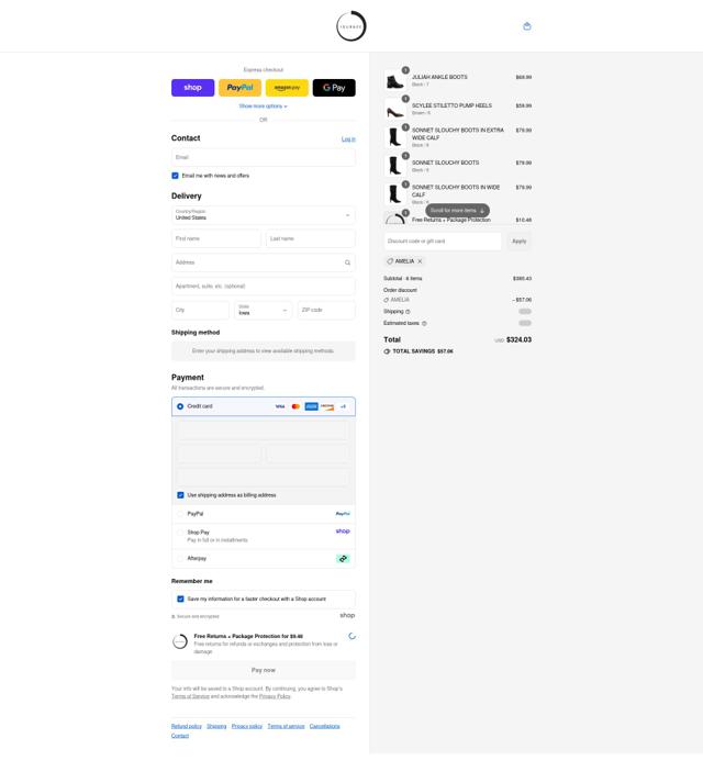 Journee Collection checkout page showing Journee Collection discount code box | Screenshot taken by SimplyCodes community member on Sep 8, 2025