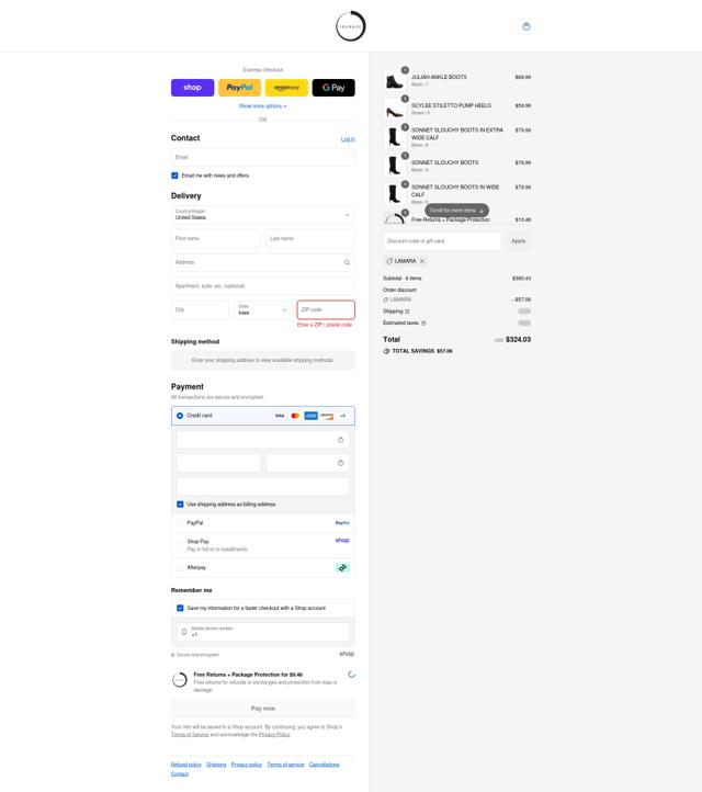 Journee Collection checkout page showing Journee Collection discount code box | Screenshot taken by SimplyCodes community member on Sep 4, 2025
