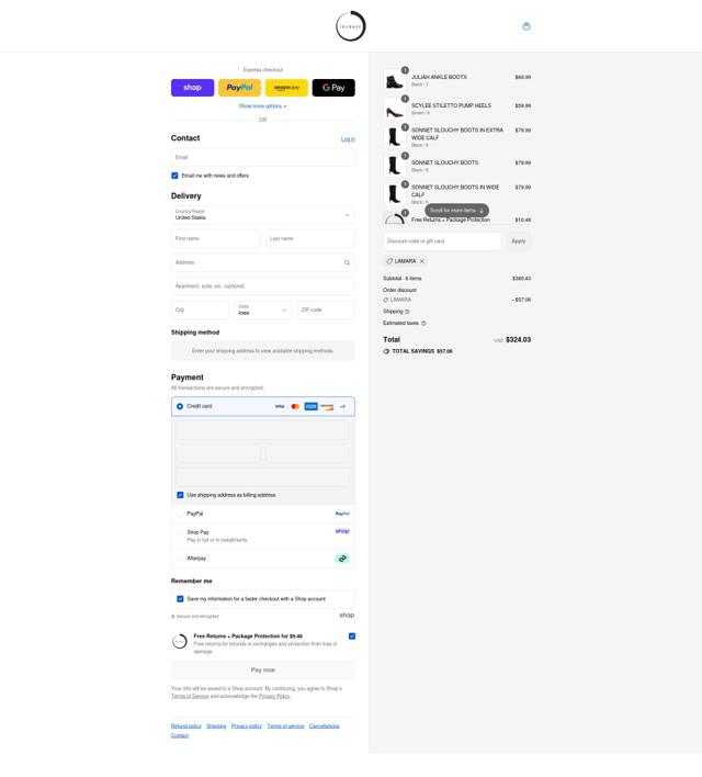 Journee Collection checkout page showing Journee Collection discount code box | Screenshot taken by SimplyCodes community member on Sep 8, 2025