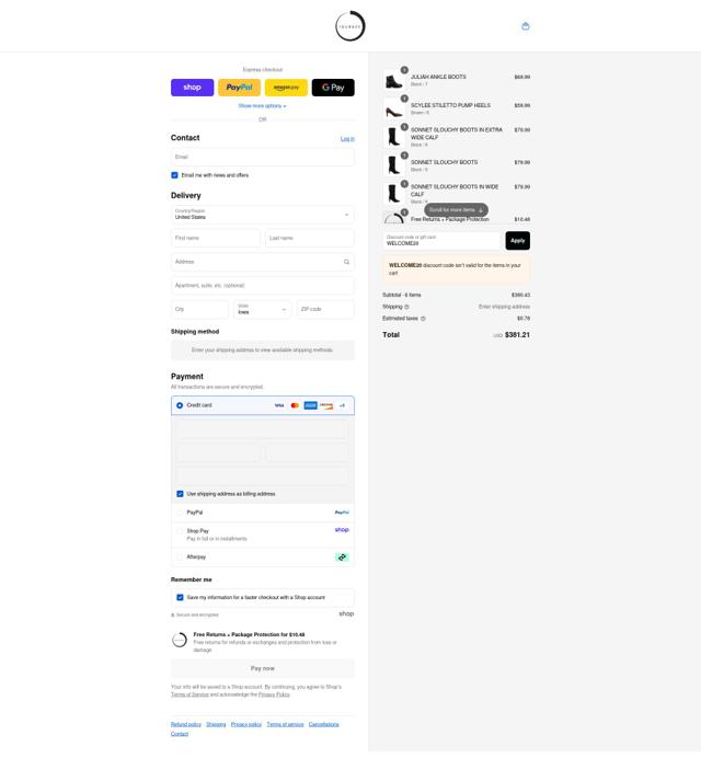 Journee Collection checkout page showing Journee Collection discount code box | Screenshot taken by SimplyCodes community member on Sep 8, 2025