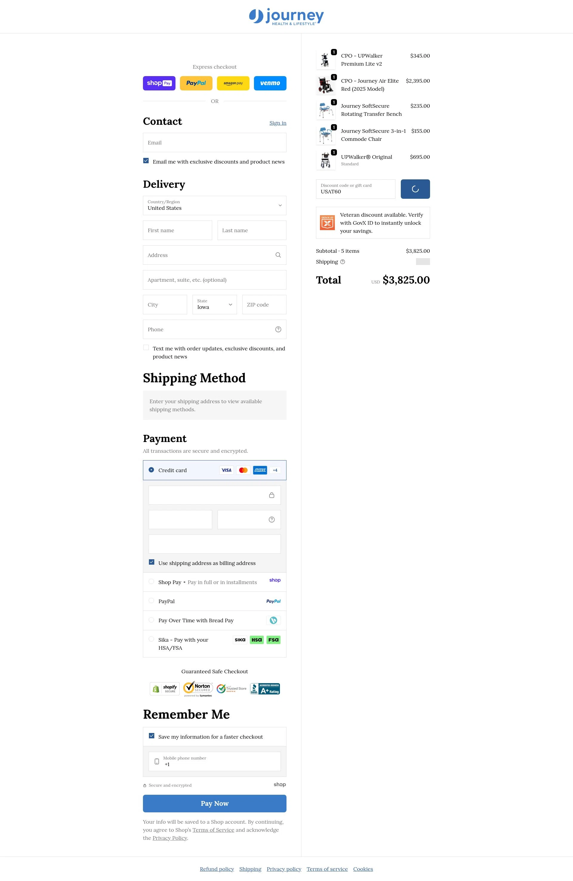 Journey Health & Lifestyle checkout page showing Journey Health & Lifestyle promo code box | Screenshot taken by SimplyCodes community member on Jan 7, 2026