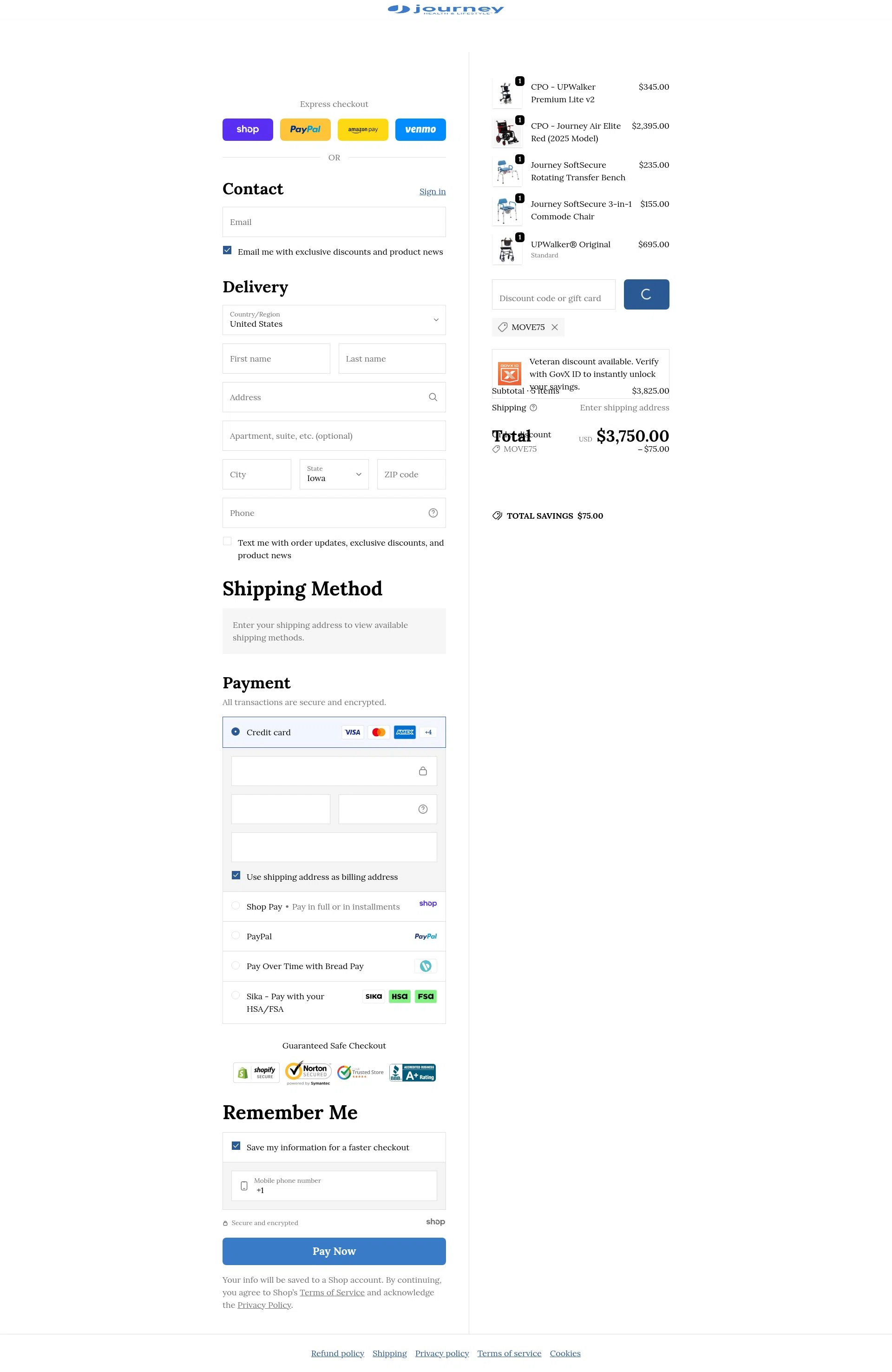 Journey Health & Lifestyle checkout page showing Journey Health & Lifestyle promo code box | Screenshot taken by SimplyCodes community member on Jan 2, 2026