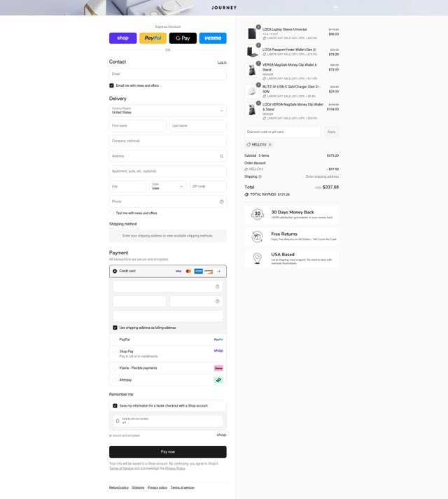 Journey US checkout page showing Journey US promo code box | Screenshot taken by SimplyCodes community member on Aug 30, 2025