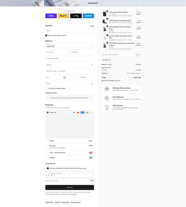Journey US checkout page showing Journey US promo code box | Screenshot taken by SimplyCodes community member on Aug 30, 2025