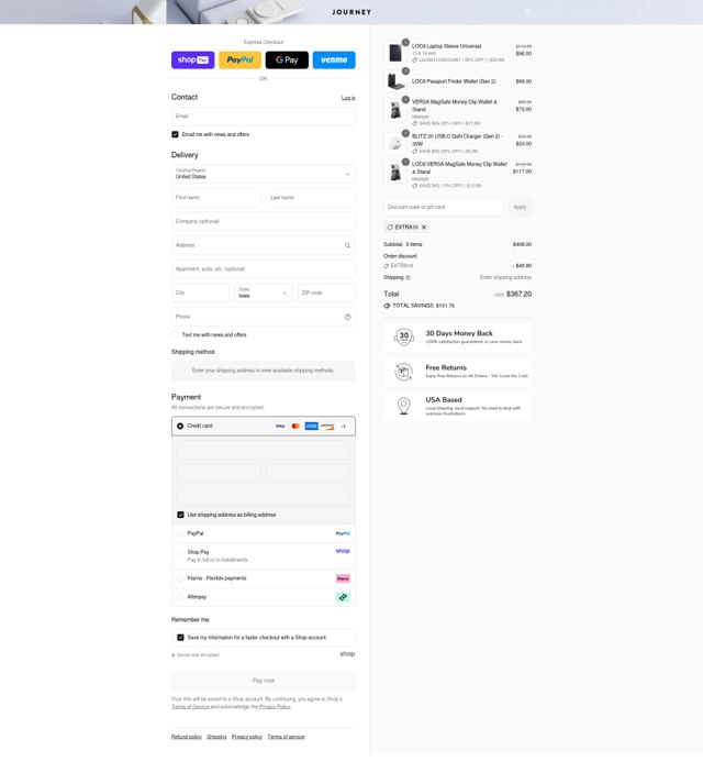 Journey US checkout page showing Journey US promo code box | Screenshot taken by SimplyCodes community member on Aug 26, 2025