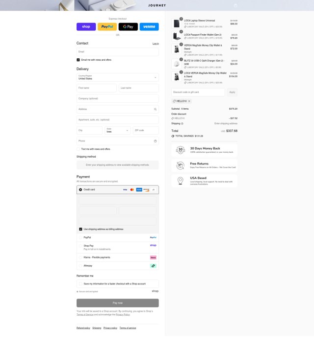 Journey US checkout page showing Journey US promo code box | Screenshot taken by SimplyCodes community member on Sep 3, 2025