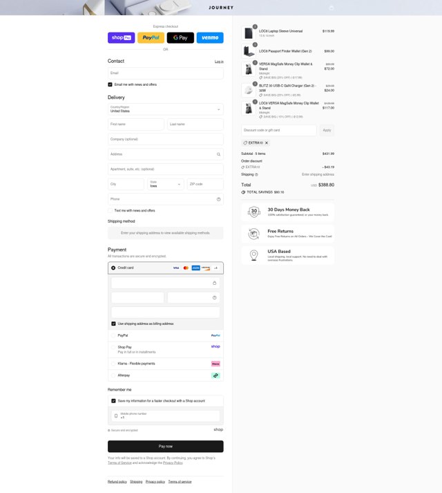 Journey US checkout page showing Journey US promo code box | Screenshot taken by SimplyCodes community member on Aug 22, 2025