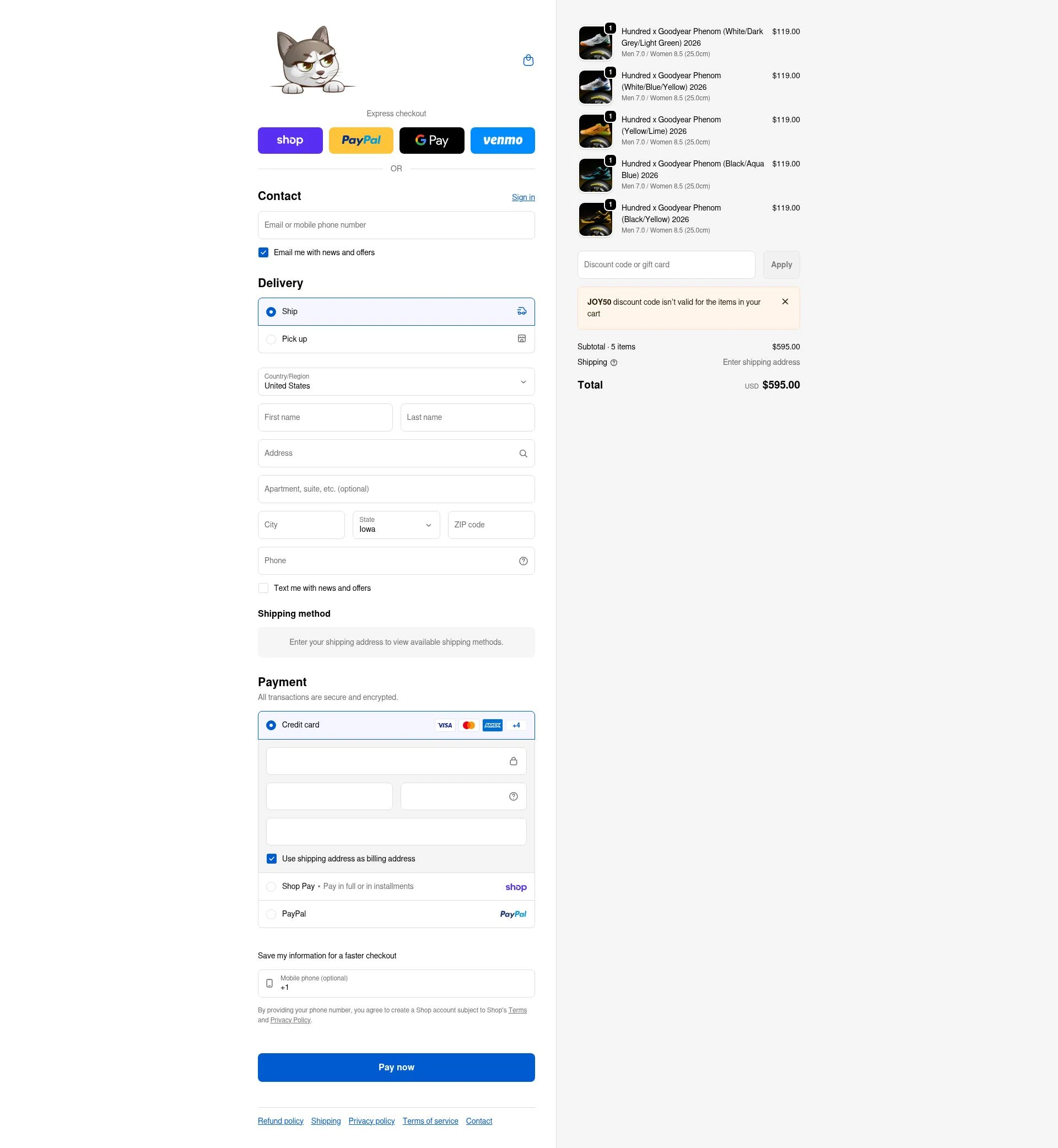 Joy Badminton checkout page showing Joy Badminton discount code box | Screenshot taken by SimplyCodes community member on Feb 13, 2026
