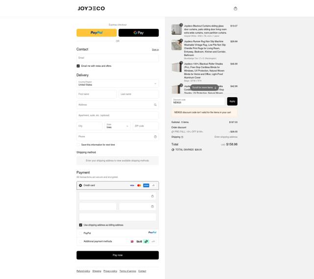 Joydeco checkout page showing Joydeco coupon code box | Screenshot taken by SimplyCodes community member on Sep 14, 2025