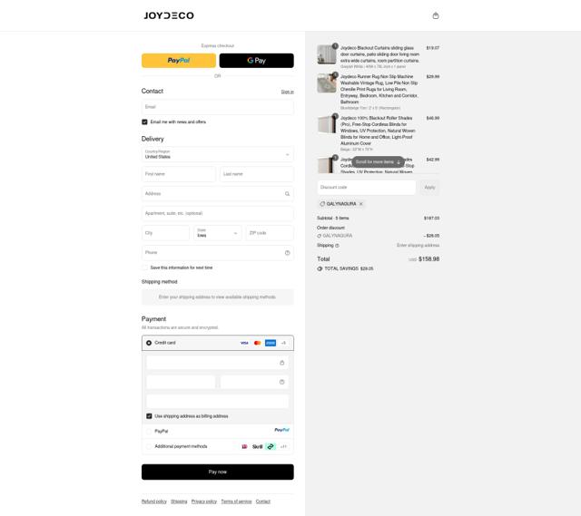 Joydeco checkout page showing Joydeco coupon code box | Screenshot taken by SimplyCodes community member on Sep 14, 2025