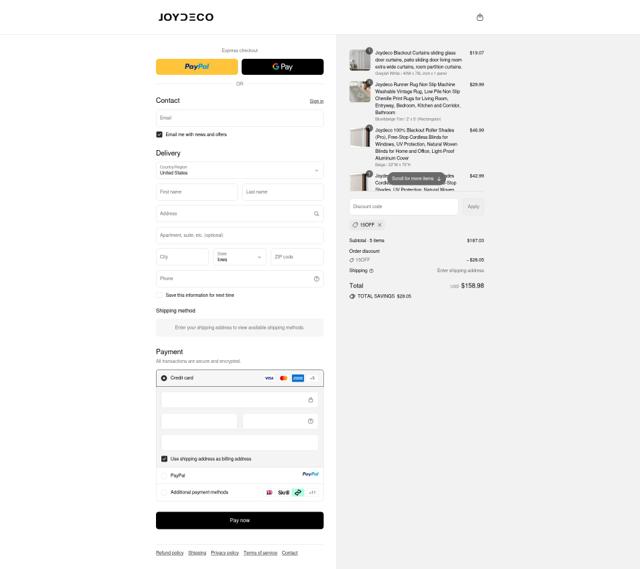 Joydeco checkout page showing Joydeco coupon code box | Screenshot taken by SimplyCodes community member on Sep 14, 2025