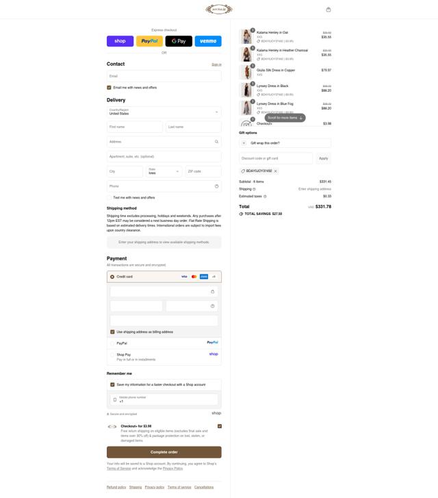Joyfolie checkout page showing Joyfolie coupon code box | Screenshot taken by SimplyCodes community member on Sep 13, 2025