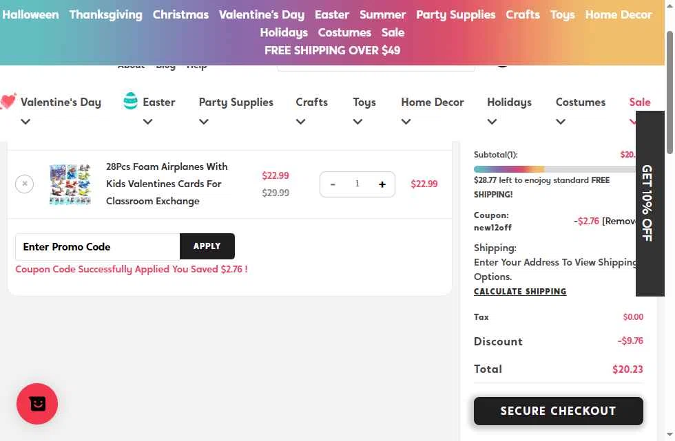 Joyfy checkout page showing Joyfy promo code box | Screenshot taken by SimplyCodes community member on Feb 2, 2026
