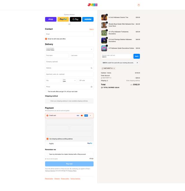 Joyin Inc checkout page showing Joyin Inc promo code box | Screenshot taken by SimplyCodes community member on Oct 7, 2025