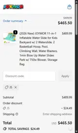 J5 coupon verification screenshot