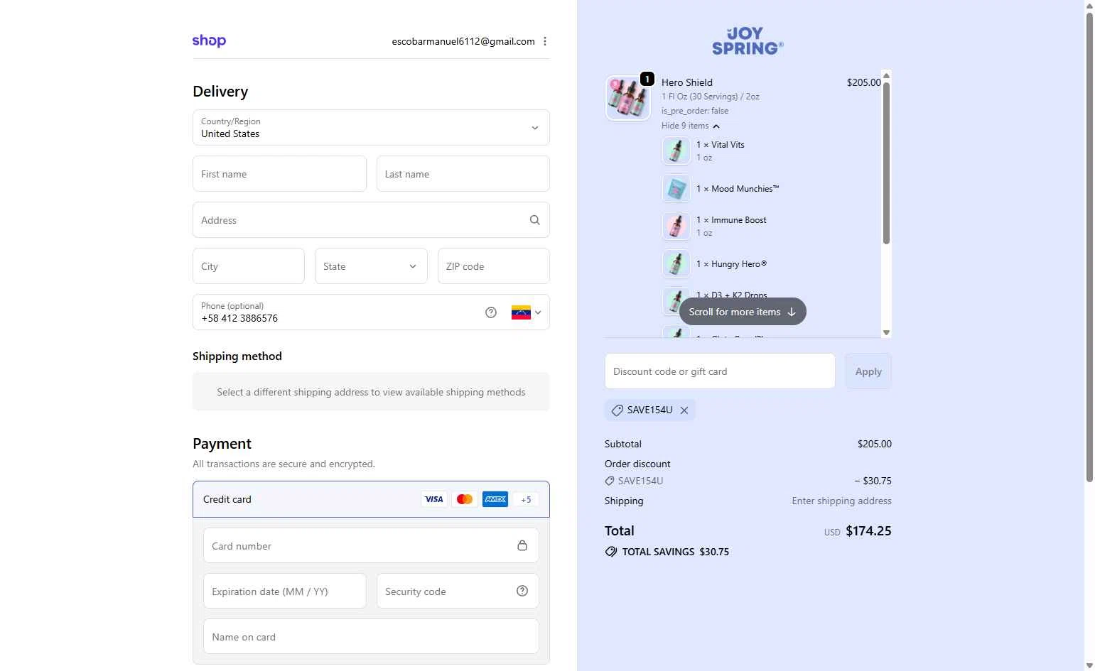 JoySpring checkout page showing JoySpring discount code box | Screenshot taken by SimplyCodes community member on Jan 27, 2026