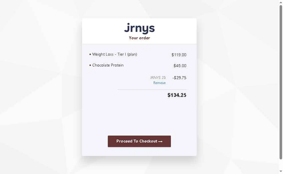 JRNYS checkout page showing JRNYS coupon code box | Screenshot taken by SimplyCodes community member on Nov 23, 2025