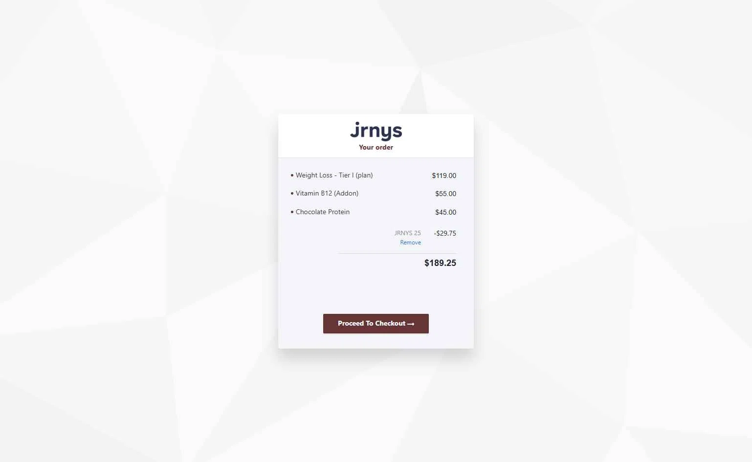JRNYS checkout page showing JRNYS coupon code box | Screenshot taken by SimplyCodes community member on Oct 21, 2025