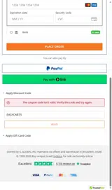 Judaica Web Store coupon verification screenshot