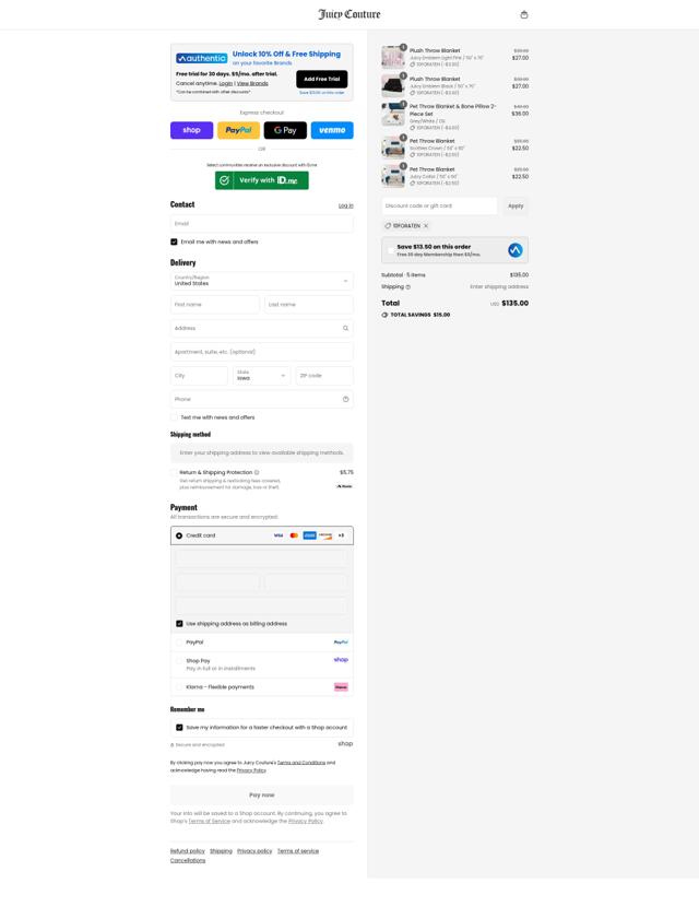 Juicy Couture checkout page showing Juicy Couture discount code box | Screenshot taken by SimplyCodes community member on Sep 6, 2025