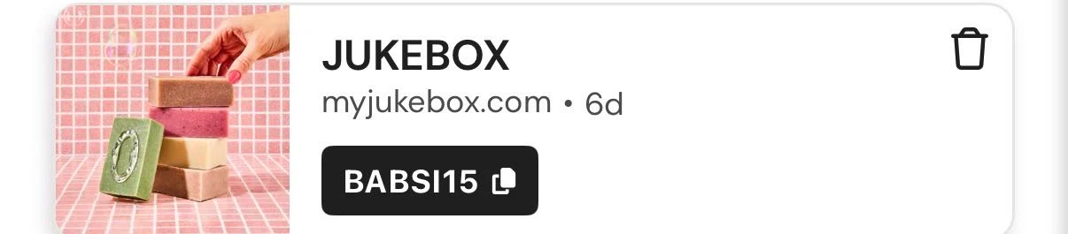 Jukebox promo code screenshot showing code BABSI15 applied at Jukebox checkout page. Uploaded by SimplyCodes community member WiseLegend2616 on Dec 30, 2025