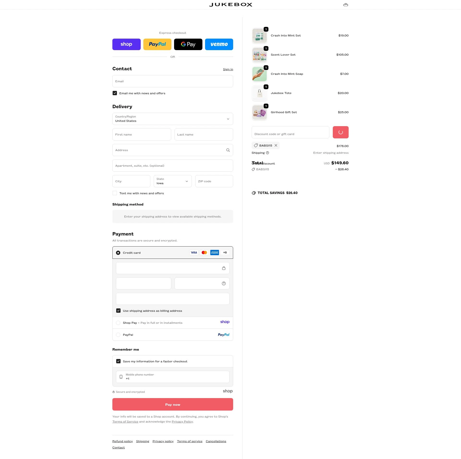 Jukebox checkout page showing Jukebox promo code box | Screenshot taken by SimplyCodes community member on Dec 25, 2025