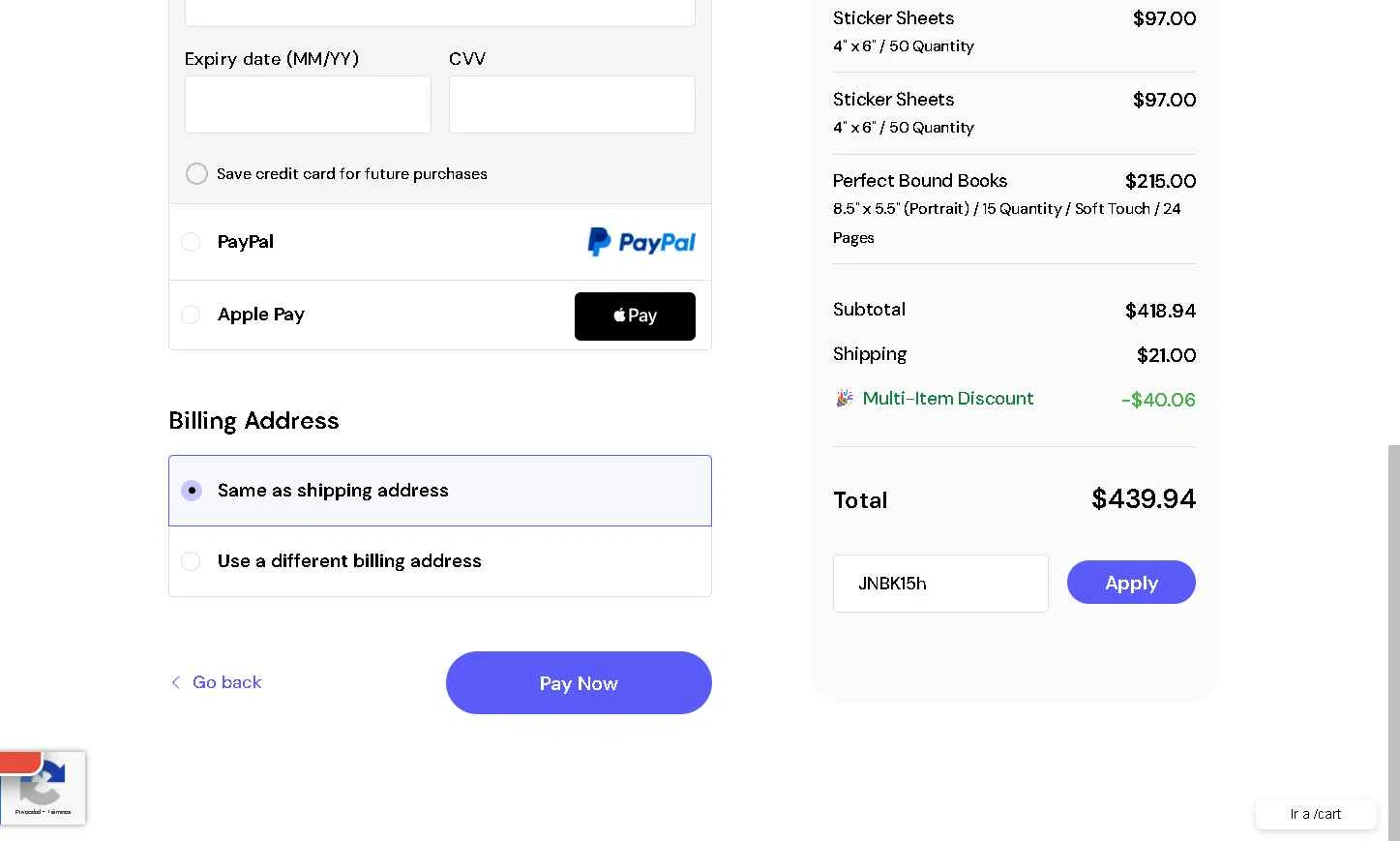 Jukebox Print checkout page showing Jukebox Print promo code box | Screenshot taken by SimplyCodes community member on Jan 7, 2026