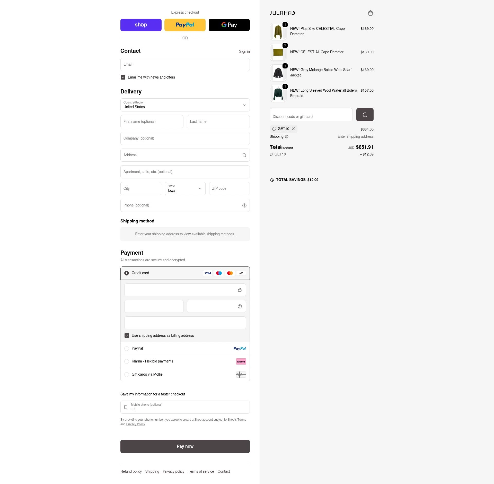Julahas checkout page showing Julahas discount code box | Screenshot taken by SimplyCodes community member on Feb 13, 2026