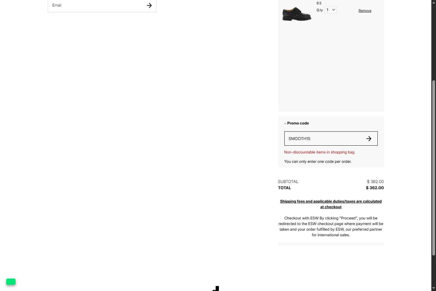 Julian Fashion checkout page showing Julian Fashion promo code box | Screenshot taken by SimplyCodes community member on Dec 6, 2025
