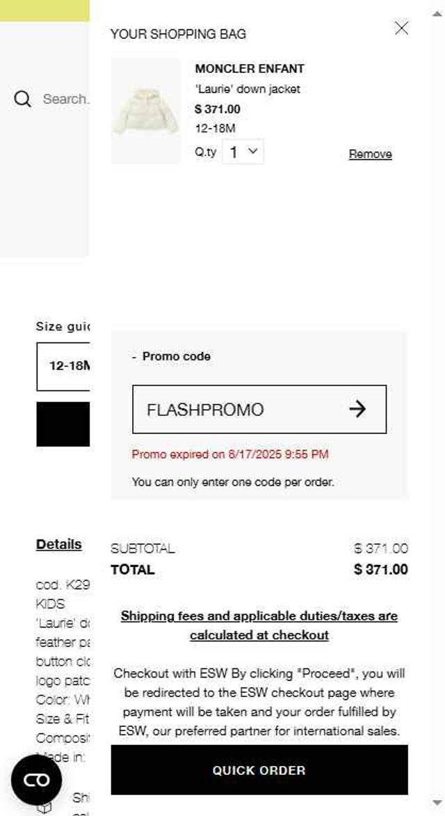 Julian Fashion checkout page showing Julian Fashion promo code box | Screenshot taken by SimplyCodes community member on Aug 26, 2025