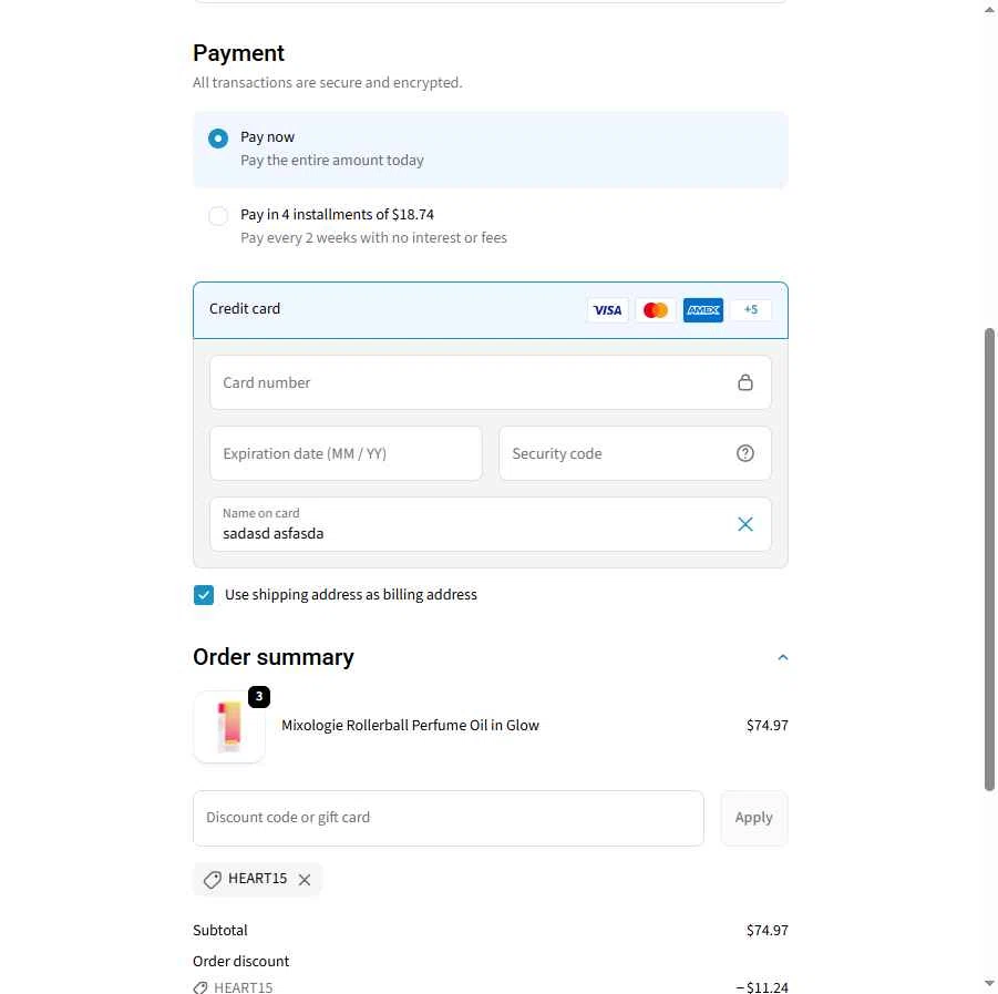 June Adel checkout page showing June Adel discount code box | Screenshot taken by SimplyCodes community member on Feb 13, 2026