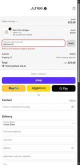 Junees coupon verification screenshot