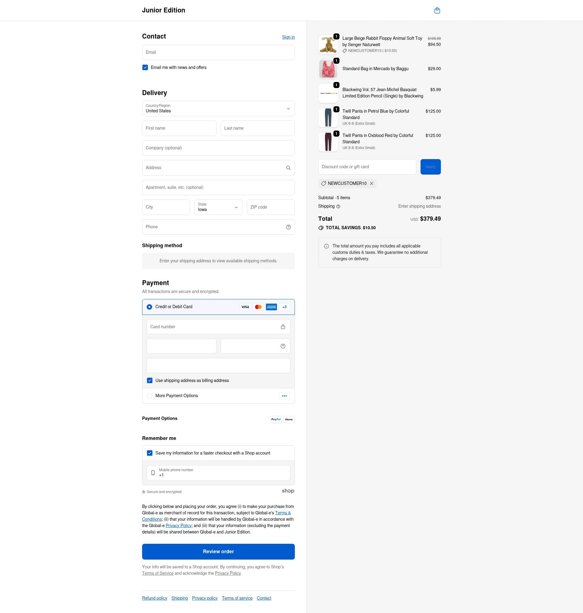 Junior Edition checkout page showing Junior Edition promo code box | Screenshot taken by SimplyCodes community member on Nov 4, 2025