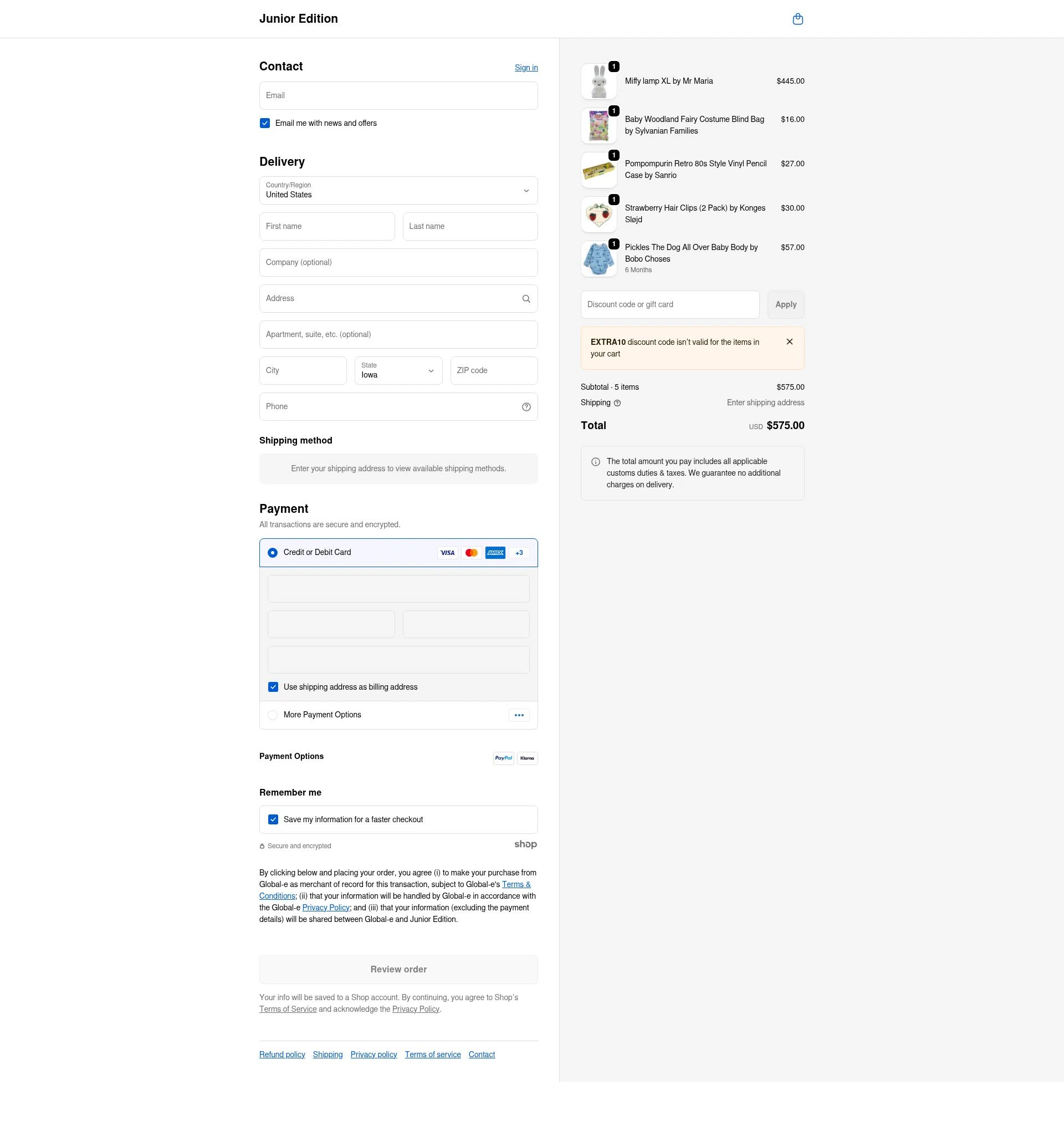 Junior Edition checkout page showing Junior Edition promo code box | Screenshot taken by SimplyCodes community member on Jan 28, 2026